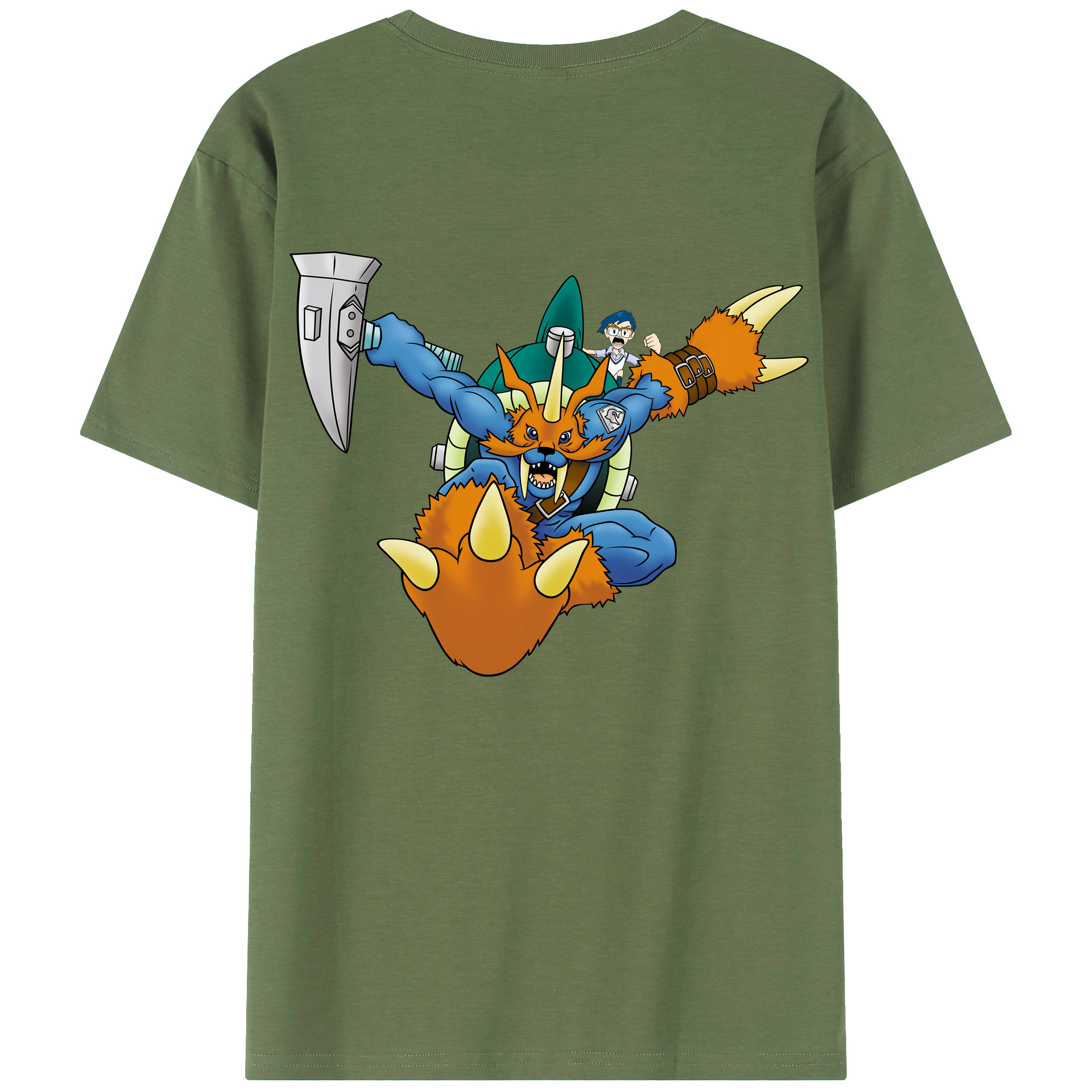 （画像用） Digimon デジタルモンスター/デジモン 綿100％ メンズ半袖Tシャツ（バックプリント） 通気性